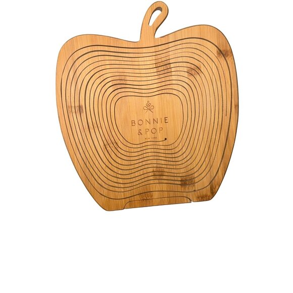 Bonnie & Pop Bamboo Apple Shaped Collapsible Fruit Basket Stand - Picture 2 of 6